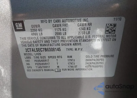 2011 GMC Terrain Sle-2 from USA, damaged, VIN 2CTALSEC7B6308145